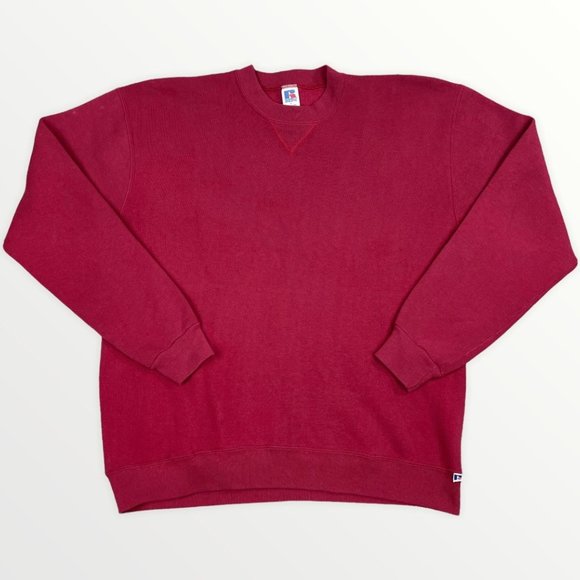 Vintage Russell Athletic Solid Pink Sweatshirt Crewneck Pullover USA Large - Picture 1 of 10